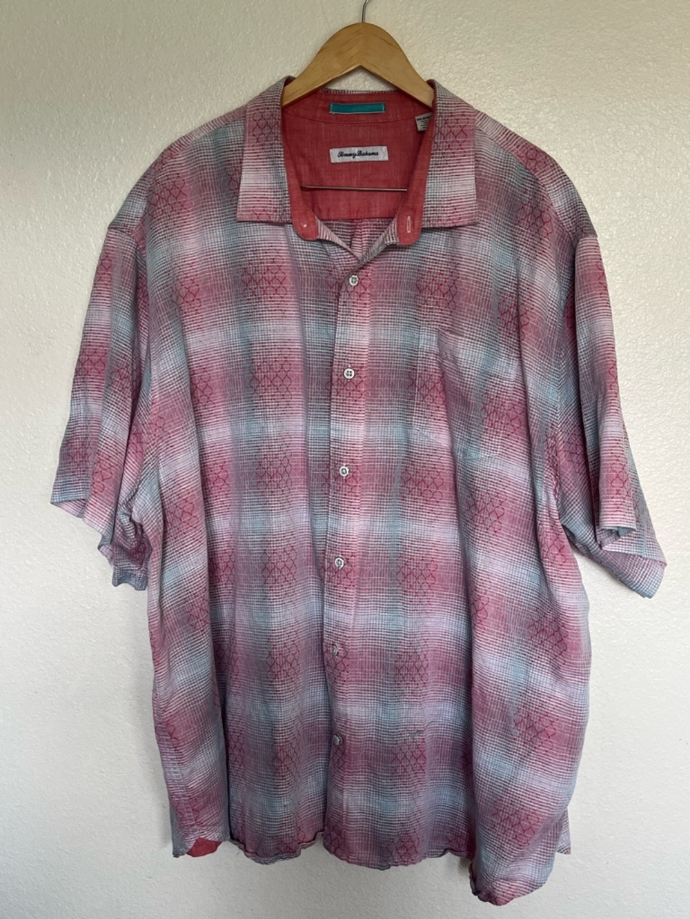 Tommy Bahama Men's Short Sleeve Red Plaid Camp Shirt 3XLB